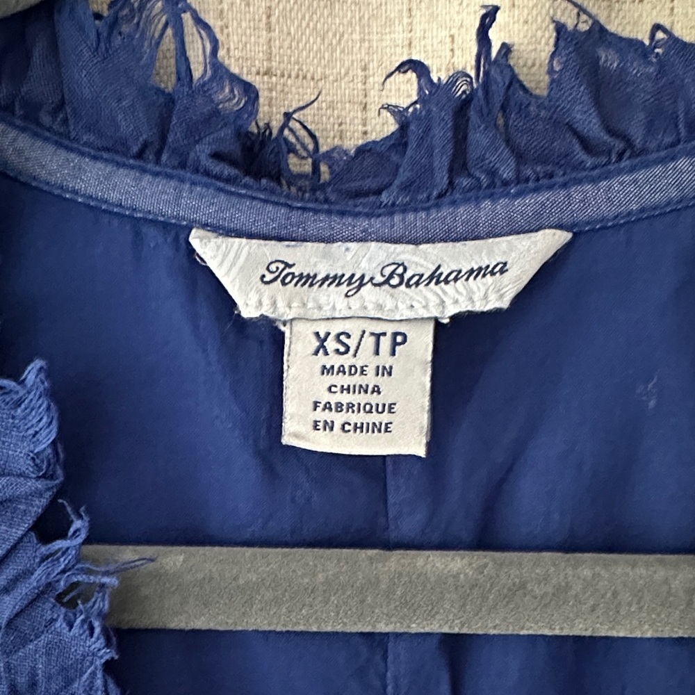 Tommy Bahama Blue linen V-Neck Mini Dress - Picture 2 of 4